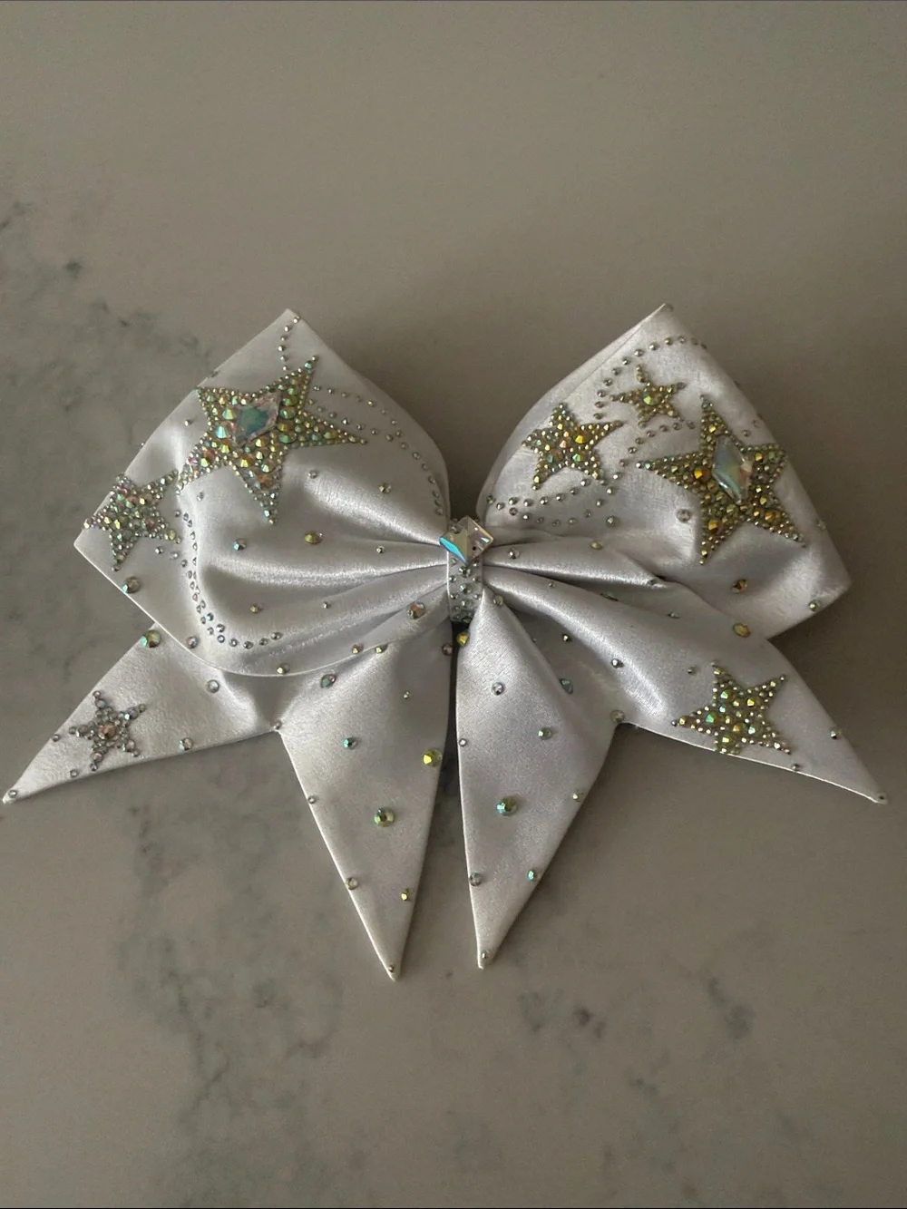 Sparkle Star White Satin Hair Bow by Bows of London
